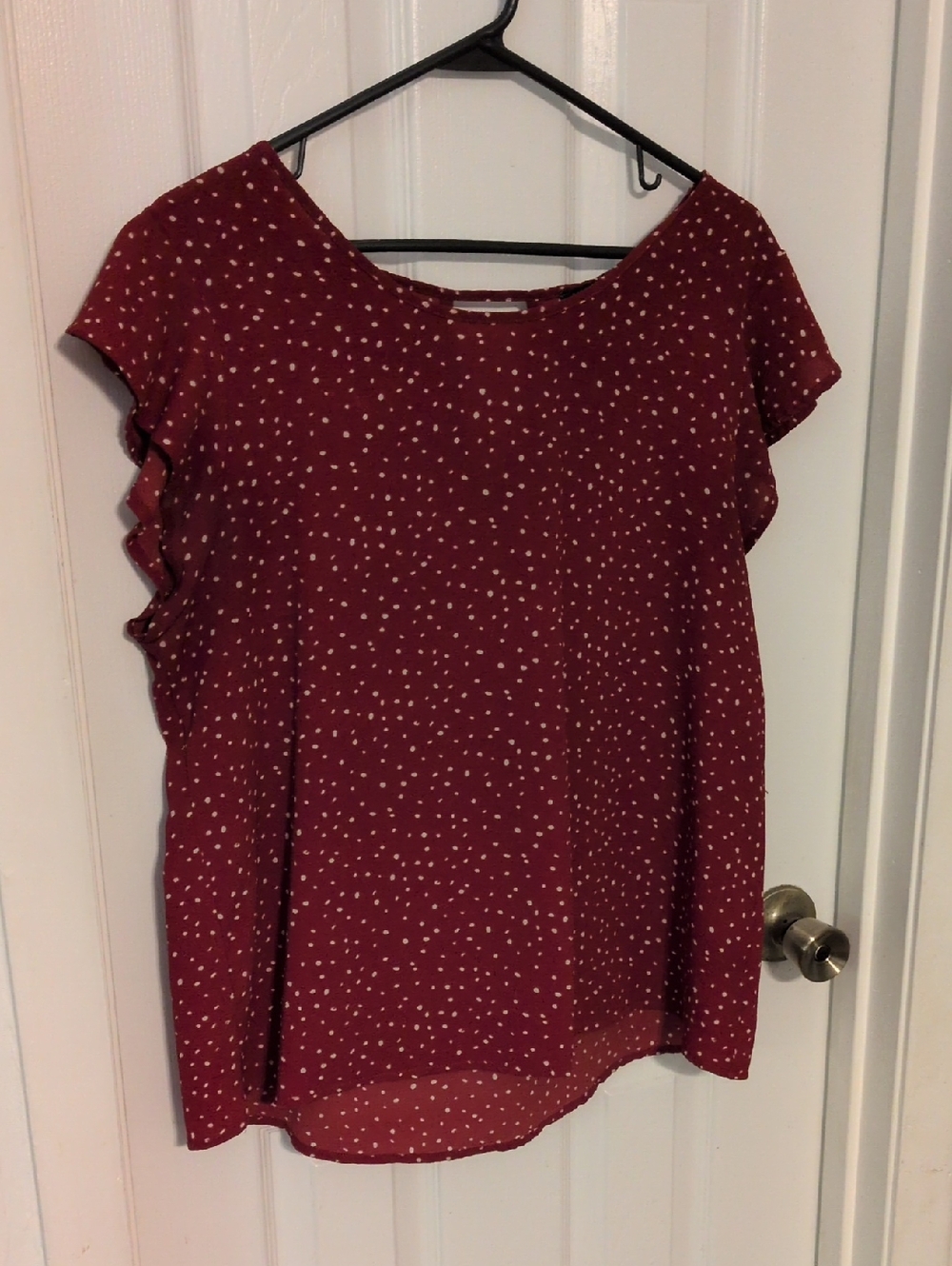 Women's Red Polka Dot Short Sleeve Blouse